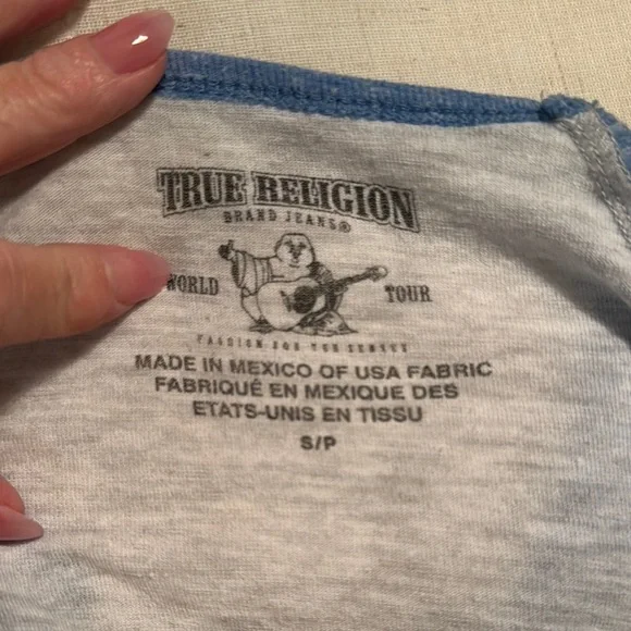 True Religion Long Sleeve Raglan Style. Faux Rhinestone Embellishment - Picture 4 of 4